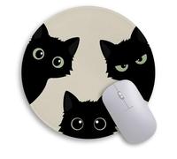 Immaturus Black Cat Mouse Pad, Cute Small Mouse Pads for Desk, Round Travel Mousepad for Wireless Mouse Gaming Work Laptop, Mini Computer Mouse Mat, Home Decor Office Desk Accessories Supplies