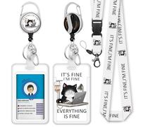 Immaturus Funny Cat Lanyards for ID Badges, ID Badge Holder Retractable Lanyard, ID Holder with Badge Reel Clips, Cute Animal Keychain Name Tag ID Card Holder Work Teacher Women Doctor Office Gift
