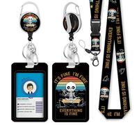 Immaturus Funny Skeleton Lanyards for Id Badges, Skull ID Badge Holder with Retractable Lanyard, ID Holder with Badge Reel Clips, Cute Keychain Name Tag ID Card Holder Teacher Women Doctor Office Gift