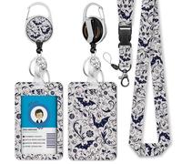 Immaturus Goth Bat Lanyards for ID Badges, Gothic Badge Holder with Retractable Badge Reel, Animal Lanyard with Id Holder Clip, Keychain Name Tag ID Card Protector Teacher Women Doctor Office Gift