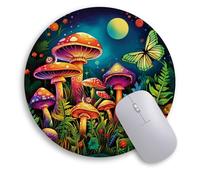 Immaturus Mushroom Butterfly Mouse Pad, Cute Small Mouse Pads for Desk, Round Travel Mousepad for Wireless Mouse Gaming Work Laptop, Mini Computer Mouse Mat, Home Decor Office Desk Accessories