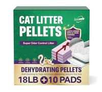 IMMCUTE Cat Zeolite Pellets, 18lb Bag Lasts 120 Days, Odor Control Cat Litter Pellets with Extra 10 Ct Cat Pee Pads, Non Clumping Cat Litter, Low-Tracking, Unscented