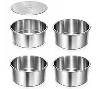 Immer 4-Piece Mini Cake Pan Set Stainless Steel with Push-Up Base, 11 cm Ø × 5 cm H, Uncoated PFAS-Free 18/8 Stainless Steel Dishwasher Safe