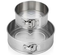 immer Baking Tin Stainless Steel Cheese Cake Pan Springform Cake Tin Uncoated PFAS-Free 18/8 Stainless Steel Dishwasher Safe (Set of 2, 10/7 in.)