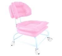 IMMER LIEBEN Rolling Stool Wide Seat with Back Rolling Chair with Wheels for Home Office Garage Shop Waterproof Roller Seat Durable Steel Stand Light Pink