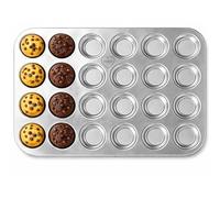 immer Mini-Muffin Baking Tray 24 Cups Stainless Steel, Uncoated PFAS-Free 18/8 Stainless Steel Dishwasher Safe