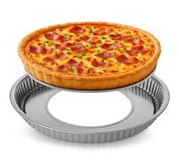 immer Stainless Steel Quiche & Tart Tin - Robust Cut-Resistant Removable Base, high Rim, Wide Leak-Proof Ring, Coating-Free (PFAS-Free), Durable, Dishwasher Safe, Heat Resistant