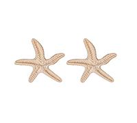 immerFancy Gold Starfish Dangle Hoop Earrings for Women, Hypoallergenic Vintage Stainless Steel Textured Ribbed Triple Band Statement Stud Earrings Trendy Jewelry Gift, L, Alloy Steel, No Gemstone