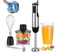 Immersion Blender Handheld, 1100W 5-in-1 Multi-Purpose Hand Blender, 12-Speed Stick Blender, 600ml Beaker, 500ml Chopper, Egg Whisk, Milk Frother, Black