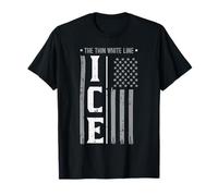 Immigrant Ice US Flag The Thin White Line Men Women Kids T-Shirt