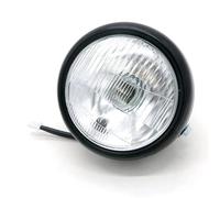 IMMLSX Motorcycle Headlight For CG125 For Cafe For Racer Retro Motorcycle 12v Near And Far Glass Metal Shell Halogen Headlight Head Lamp Lightings Accessori Headlamp Assembly(Bk shell-wh light)