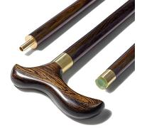 IMMMS Handcrafted Folding Cane - Luxury African Blackwood Walking Cane for Men - Elegant Wood Walking Stick with Brass Accents, Gift Box, Travel Bag, Wrist Strap & Spare Tip. (35 Inch)