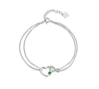 immobird Emerald 925 Silver Women's Bracelet Infinity Adjustable Heart Mother's Day Gift