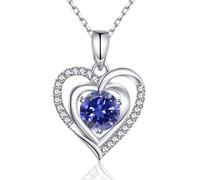 immobird Sterling Silver Heart Necklace for Women with Birthstone 45+5cm | Hypoallergenic, Adjustable, Lightweight and comfortable to wear, Compact, Elegant, Infinite Love, Romantic Gifts for Women