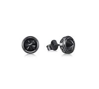 Immobird Stud Earrings for Men 925 Sterling Silver Spikes Black Stud Earrings Cool Handsome for Rock Hip-hop or Casual Everyday 8MM Black Jewellery Gifts for Men Women