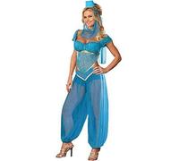 Immoral Clothing Princess Jasmine Genie Belly Dancer Arabian Nights Costume (Women: 14-16, Blue)