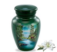 Immortal-Memories Deer Keepsake Urn, Deer Token Urn for Ashes, Hunting, Mini Buck Urn, Hand Painted Memorial Mini Jar, Handmade Minature Forest Urn with Velvet Case & Bag (Keepsake)