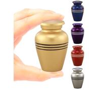 Immortal-Memories Serenity Keepsake Urn for Human & Pet Ashes - Mini Cremation Urn with Velvet Bag & Funnel - Elegant Metal Memorial Urn with Accent Bands - Small Tribute Urn (Gold)