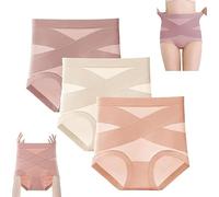 IMMUNOTRAX Cotton High Waisted Tummy Control Panties 3-Pack - Postpartum Cotton Shapewear for Women, Seamless Leakproof Underwear with X band Compression & Anti-Roll Waistband (M-2XL) (L,M)
