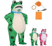 IMMUNOTRAX Funny Inflatable Frog Costume for Adults & Kids with Air Pump, Full Body Blow Up Green Frog Suit for Halloween Party,Cosplay,Carnival (Green,S)