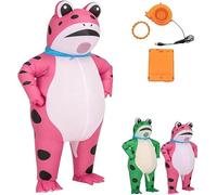 IMMUNOTRAX Funny Inflatable Frog Costume for Adults & Kids with Air Pump, Full Body Blow Up Green Frog Suit for Halloween Party,Cosplay,Carnival (Pink,M)