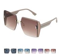 IMMUNOTRAX Sunglasses For Women Large Frames,Square Oversized Sunglasses,Gradient Sunglasses,Rimless Rectangle Sunglasses for Women (Gradient Brown)