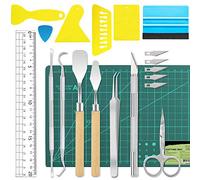 ImnBest 19 Pieces Vinyl Weeding Tools Stainless Steel Plotter Accessories HTV + 1 Piece A5 Cutting mat, DIY Craft Tool Set, Cameos, Lettering, Including Weeding Hooks, Tweezers