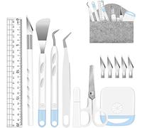 ImnBest Vinyl Weeding Tools, Craft Weeding Tools Set+ 1 Piece Storage Bag, DIY Craft Tool Set, Cameos, Lettering, Including Weeding Hooks, Tweezers, spatulas for Silhouette (BLUE)