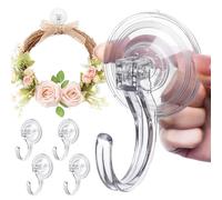 Imncya 4 Pack Wreath Hangers for Front Door, Large Suction Cup Hooks for Shower, Glass, Window, No Tools No Damage Wall, Reusable 1.9" Diameter Wreath Hooks Max Hanging up to 22 lbs (Clear)