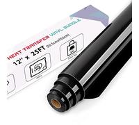 IModeur 25 Ft Black Heat Transfer Vinyl - 30.5 x 763 cm Iron on Vinyl for Fabric, PET Backing Black Vinyl for T-Shirts, Clothes, Hats, Bags and Other Textiles, HTV Vinyl Roll Easy to Weed