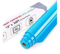 IModeur 25 Ft Blue Heat Transfer Vinyl - 30.5 x 763 cm Iron on Vinyl for Fabric, PET Backing Blue Vinyl for T-Shirts, Clothes, Hats, Bags and Other Textiles, HTV Vinyl Roll Easy to Weed