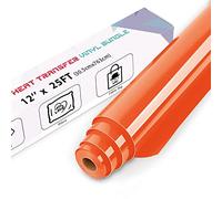 IModeur 25 Ft Orange Heat Transfer Vinyl - 30.5 x 763 cm Iron on Vinyl for Fabric, PET Backing Orange Vinyl for T-Shirts, Clothes, Hats, Bags and Other Textiles, HTV Vinyl Roll Easy to Weed