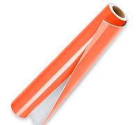IModeur 7 Ft Orange Permanent Vinyl - 30.5 x 213.5 cm Glossy Orange Vinyl Self Adhesive Vinyl for DIY Craft, Vinyl with Grid for Cutting Machine, Silhouette Cameo, Birthday Party, Home Decoration