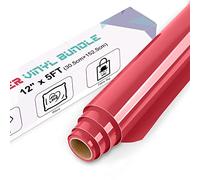 IModeur Rose Red Heat Transfer Vinyl - 30.5 x 152.5 cm(12'' x 5 Ft) Iron on Vinyl for Fabric, PET Backing Red Vinyl for T-Shirts, Clothes, Hats, Bags and Other Textiles, HTV Vinyl Roll Easy to Weed