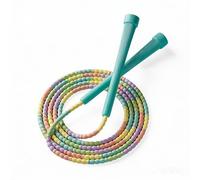 iMoebel Beads Skipping Rope Children 2.4 Metres Beaded Jump Rope, Length Adjustable Rope Skipping for Beginners Children Under 1.70 m for Freestyle, Cardio & Tricks, Light Blue