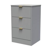 Imola Ready Assembled Matt Grey No Effect 3 Drawer Wide Bedside Chest (H)726mm (W)450mm (D)395mm