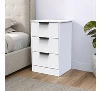 Imola Ready Assembled Matt White No Effect 3 Drawer Wide Bedside Chest (H)726mm (W)450mm (D)395mm