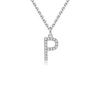 IMOLOVE Moissanite Pendant for Women Initial Necklaces Sterling Silver Letter Necklace Jewelry for Women, Silver, Moissanite