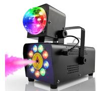 IMONE Fog Machine with Disco Lights, 16 Colorful LED Smoke Machine, Wireless Remote Control for Indoor Outdoor Parties, Stage, DJ, Halloween & Events