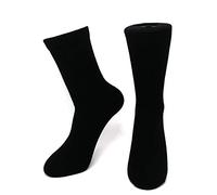 iMongol Pure Cashmere Thick Unisex Men Women Crew Mid Calf Causal Socks, Smooth Toes and Heel Sewed by Handwork, Black, 5-10
