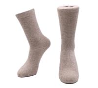 iMongol Pure Cashmere Thick Unisex Men Women Crew Mid Calf Causal Socks, Smooth Toes and Heel Sewed by Handwork, Camel, 4-9 UK