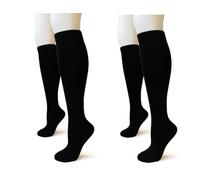 iMongol Pure Cashmere Women Men Knee High Socks,Smooth Toes and Heel by Hand Sewing, Ideal for Skiing and Casual Wear (2 Pairs, Black/Black,UK 4.5-9)