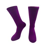 iMongol Pure Cashmere Women Men Unisex Crew Mid-Calf Causal Thick Socks, Bed Socks, Smooth Toes and Heel by Hand Sewing (Dark Purple, UK 4.5-9)