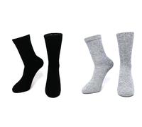 iMongol Pure Cashmere Women Men Unisex Crew Mid-Calf Causal Thick Socks,Outdoor Bed Socks, Smooth Toes and Heel by Hand Sewing, Made in Inner Mongolian (2 Pairs,Black/LightGrey,UK 4.5-9)