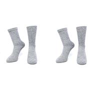iMongol Pure Cashmere Women Men Unisex Crew Mid-Calf Causal Thick Socks, Outdoor Bed Socks, Smooth Toes and Heel by Hand Sewing, Made in Inner Mongolian (2 Pairs,LightGrey/LightGrey,UK 4.5-9)