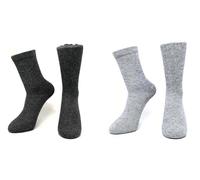 iMongol Pure Cashmere Women Men Unisex Crew Mid-Calf Causal Thick Socks, Outdoor Bed Socks, Smooth Toes and Heel by Hand Sewing, Made in Inner Mongolian (2 Pairs,DarkGrey/LightGrey,UK 4.5-9)