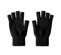 iMongol Pure Merino Wool Woman Merino Women Man Men Half Fingers Mid Fingerless Gloves Mittens (Black)