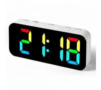 iMotion Chroma Digital Alarm Clock with Colour-Changing LED Display - 13 Modes, USB-C In/Out, 3 Alarm Volumes, Dimmer | Modern Bedside Clock with Time-Memory Backup (Classic White)