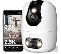 Imou Dual-Lens Indoor Camera 2.4/5GHz Wi-Fi, 2.5K Baby Monitor, Dog Pet Camera, 360° Blind-Spot-Free, Color Night Vision, Human/Pet/Crying Detection, Auto Tracking, One-touch Call, Siren Spotlight