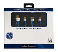 iMP Tech PS5 High Speed 4 Metre Play & Charge Cable Twin Pa (Sony Playstation 5)